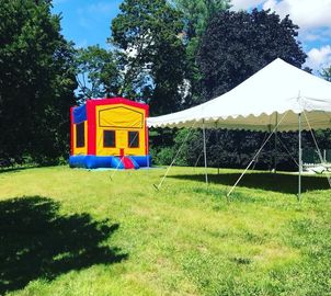 Pole Tents are meant for grass.
-NOTE: Requires an extra 5 feet around the perimeter for staking