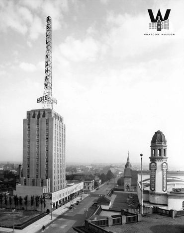 The Bellingham Towers next to Mount Baker Theater.