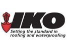 IKO logo with red emblem and tagline about roofing and waterproofing.