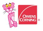 The Pink Panther mascot next to the Owens Corning logo.