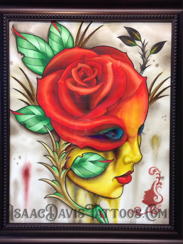 Rose lady painting watercolor ink and liquid acrylic 16x20