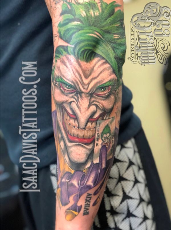 Joker sleeve tattoo batman arkham asylum loved doing this one 