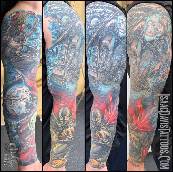 Ghostrider spawn venom arm sleeve tattoo 