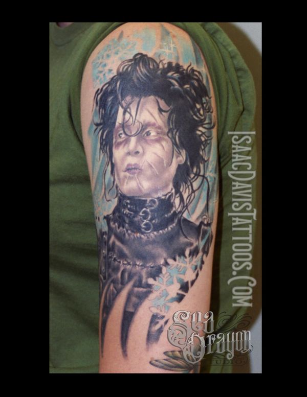 Edward scissorhands color portrait tattoo