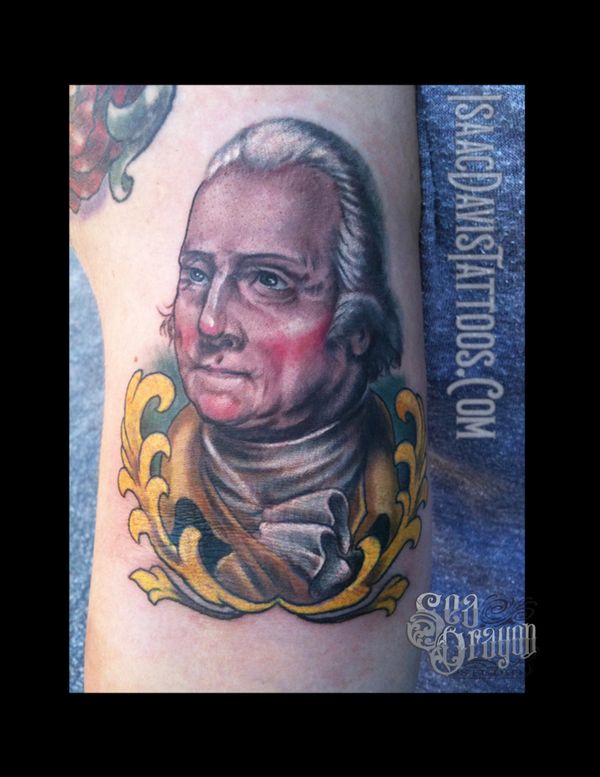 George washington color portrait tattoo