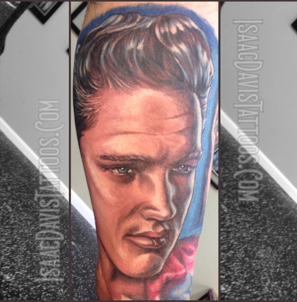 Elvis presley color portrait tattoo 