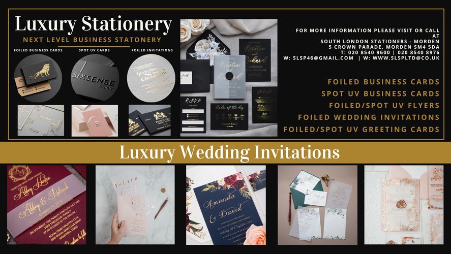 wedding invitations, foiled cards, luxury wedding cards, wedding invites in Morden, Merton, Surrey,