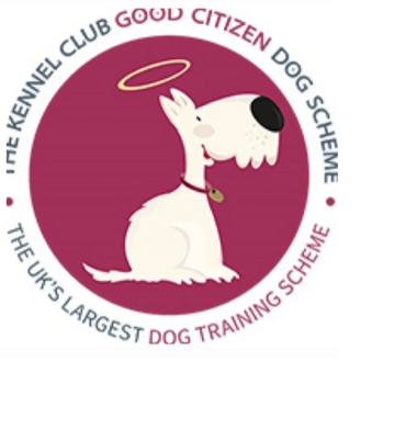 Logo of The Kennel Club's Good Citizen Dog Scheme featuring a happy dog with a halo.