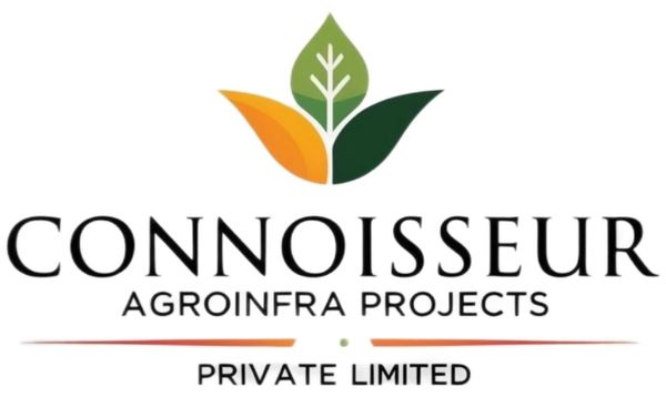 Logo of Connoisseur Agroinfra Projects Private Limited with a leaf design.