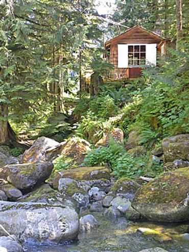 view of Harmony Lodge from Index Creek
