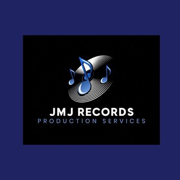 Logo of JMJ Records Production Services with musical notes and a vinyl record.