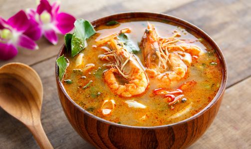 Tom Yum Kung is Thai chili hot soup. One of the most famous Thai dishes