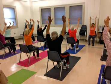 Chair Yoga opening class.