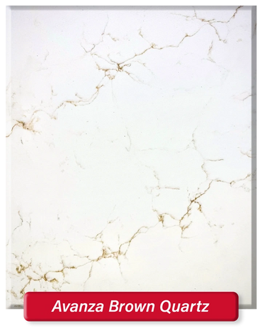 Avanza Brown Quartz (2cm) features a white base white brown/gold veining throughout.