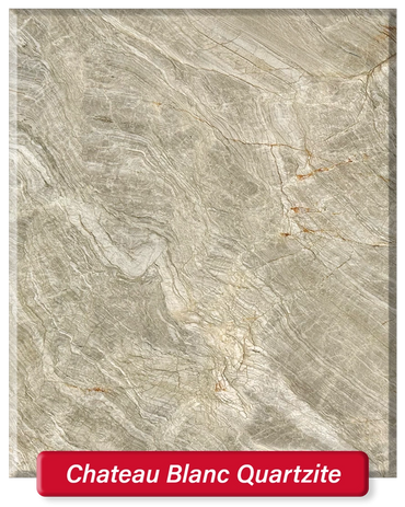 Chateau Blanc Quartzite features a beige base with white veining. Available polished or leathered.