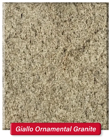 Giallo Ornamental Granite (2cm) features a light brown/beige base with dark brown speckles.