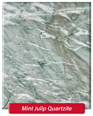 Mint Julip Quartzite features a light green and white base.