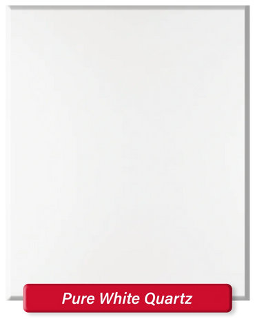 Pure White Quartz (2cm) features a solid white base with no veining or speckles.