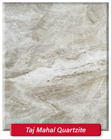 Taj Mahal Quartzite features a white and light beige base.