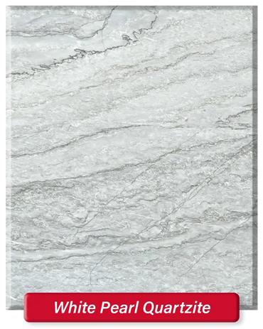 White Pearl Quartzite features a light/mid grey base with some darker grey veining.