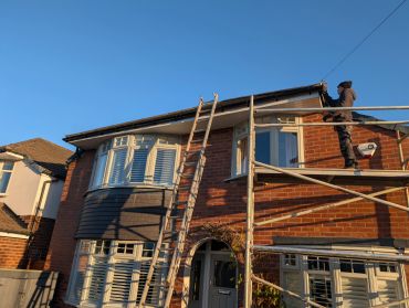 Fascia and gutter installation on bay-fronted semi, Colwyn Road, Bramhall