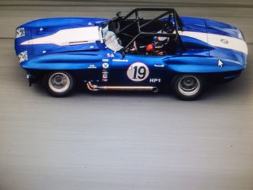 A blue corvette race car