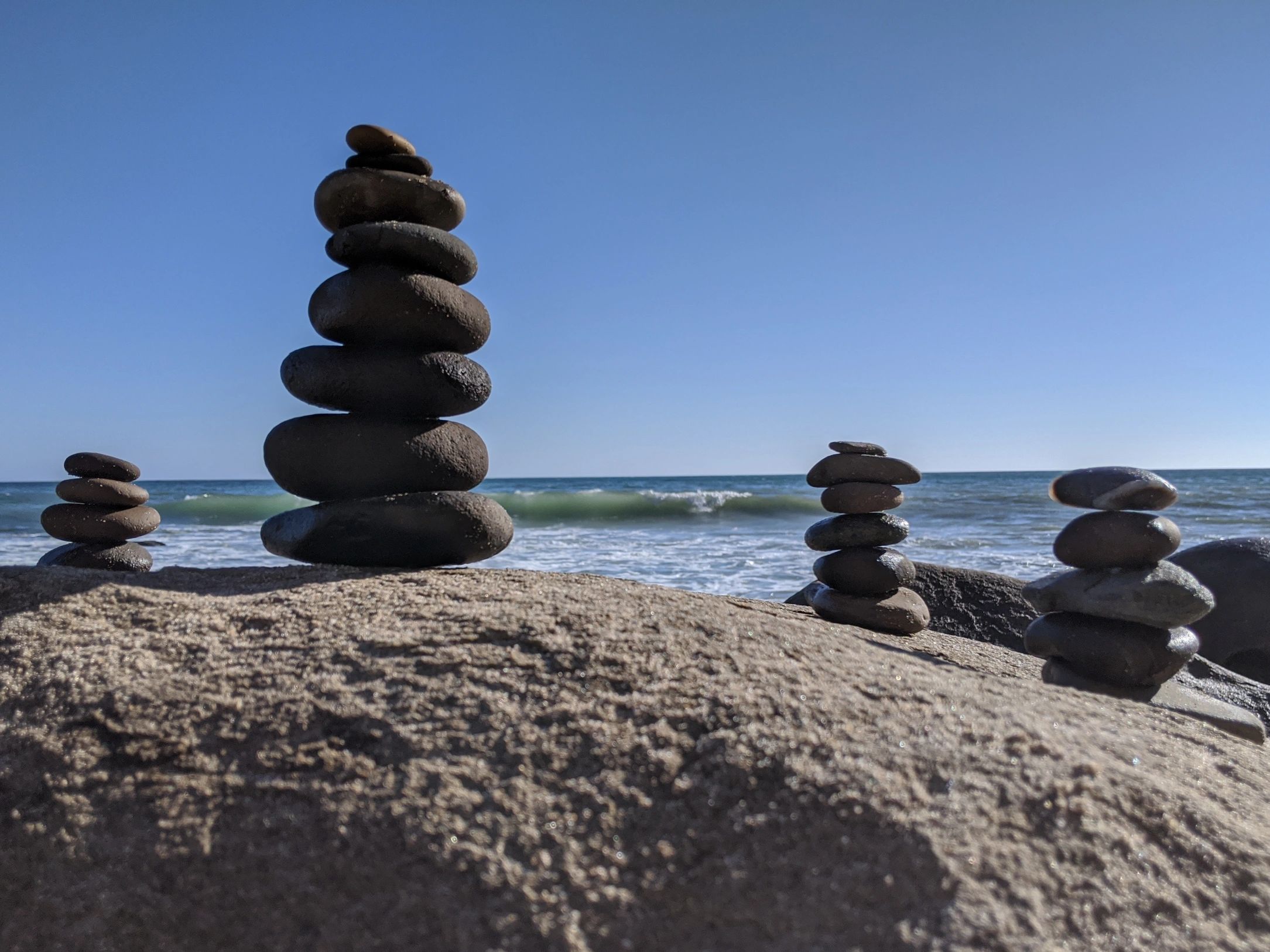 Stacked Rocks at Bowling Ball Beach in Point Arena, CA.