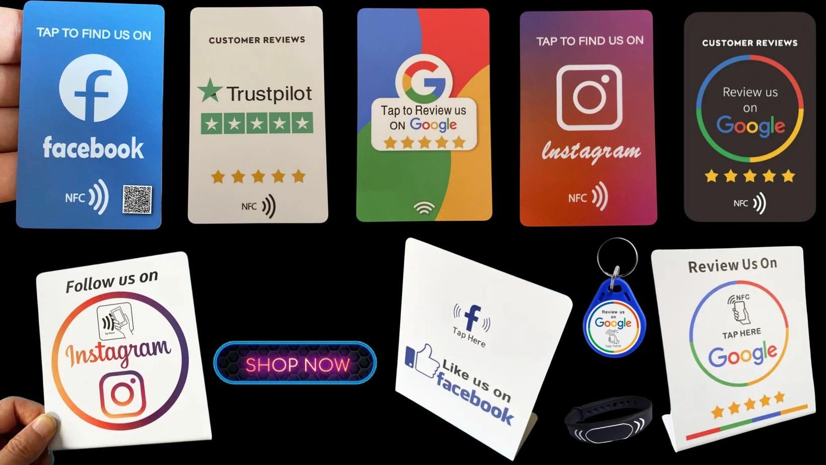 Shop for nfc cards at Netzwork.me explore google review nfc cards, instagram nfc displays & more