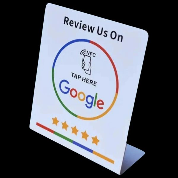 Google review nfc stands allows customers to leave reviews with a tap of their phone