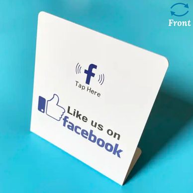 Try our Facebook NFC Table display. Just tap with your phone camera to show your Facebook. 