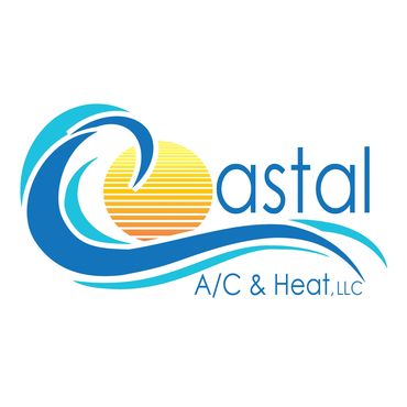 air conditioning company logo, A/C company logo, heating and air, coastal elements, sun gradients, w