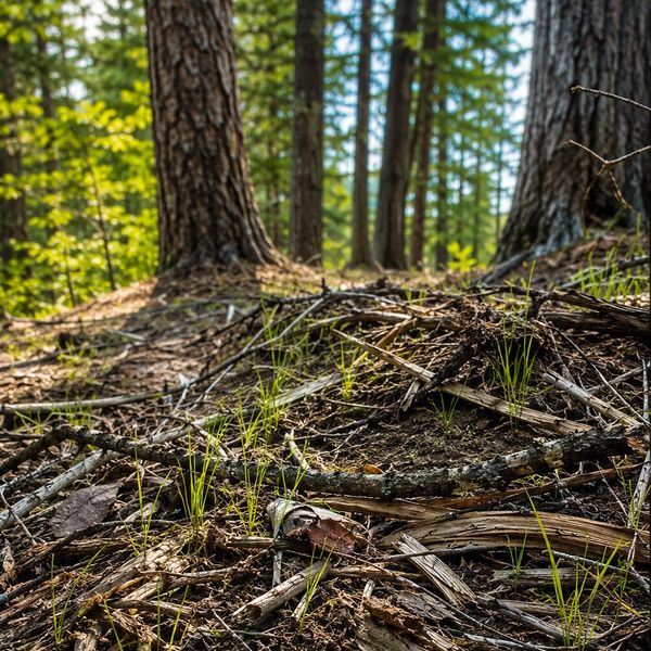 Natural vegetation regrowth through forestry mulch after selective forest management in Fernie, BC