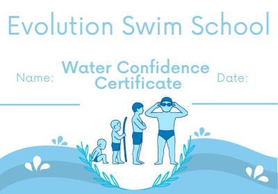 Water Confidence: Evolution Swim School Water Confidence swimming award.