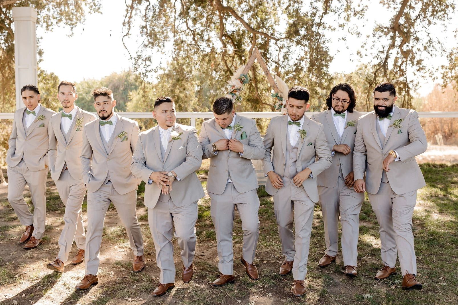 Wedding party wearing suits from Elizabeth's Bridal