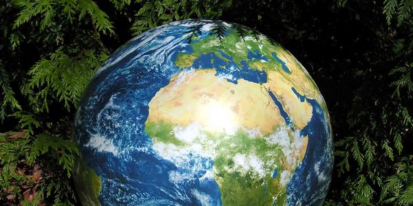 Earth as seen from space with NASA imagery inflatable globe.