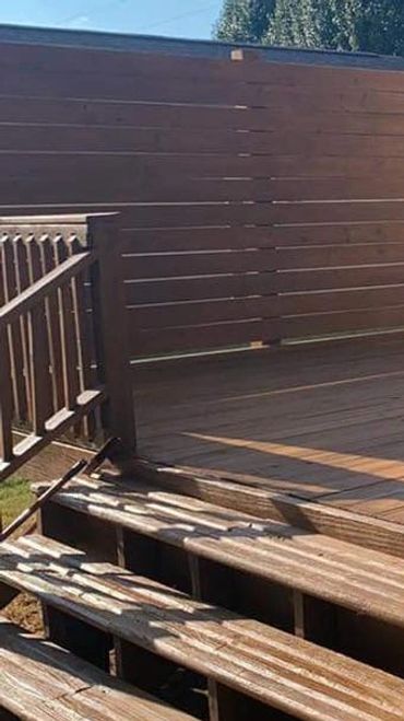 Photo of wooden deck after staining