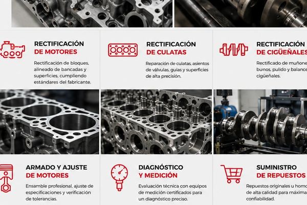 Servicios profesionales de rectificación y diagnóstico para motores y repuestos de alta calidad.