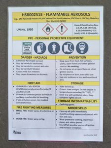 Single A4 size hazardous substance training and information guide for flammable aerosols.