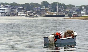 Taking water samples in Hyannis Harbor.