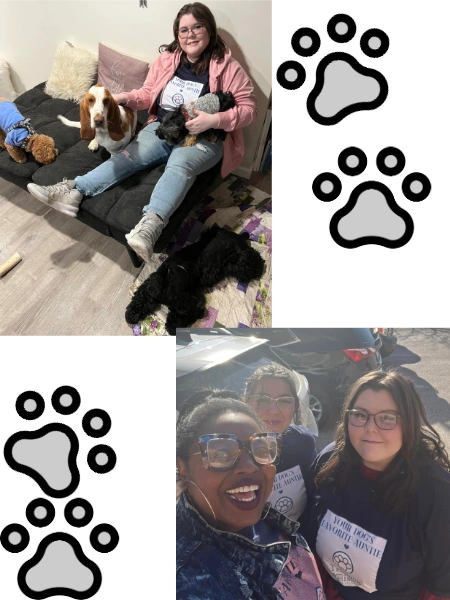 Liz with a few of the daycare pups: Kash & Neyo. Check out more internship info in the gallery.