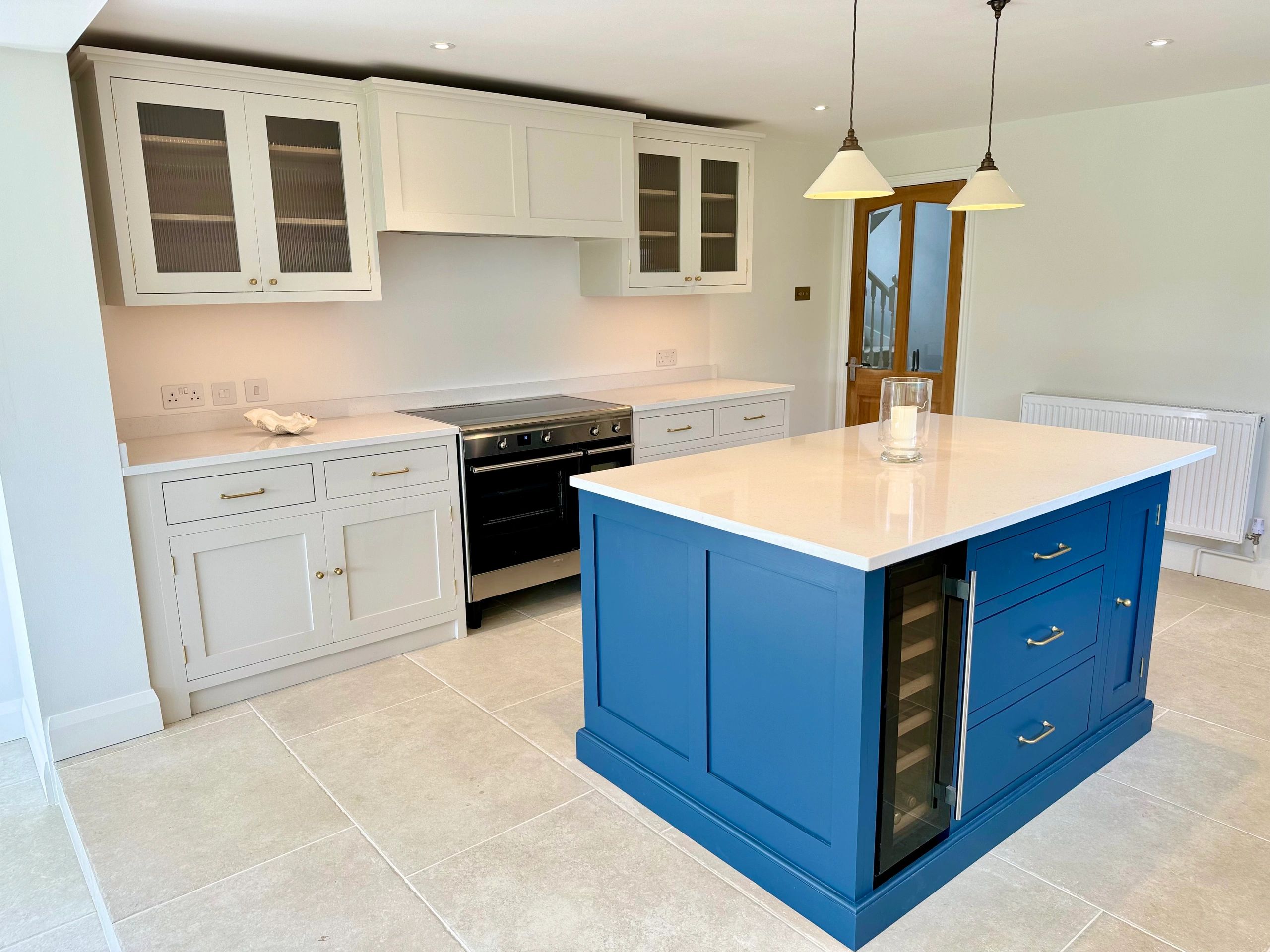 Bespoke two-tone kitchen in Fleet-Crookhan Village supplied by Handmade kitchens of Christchurch