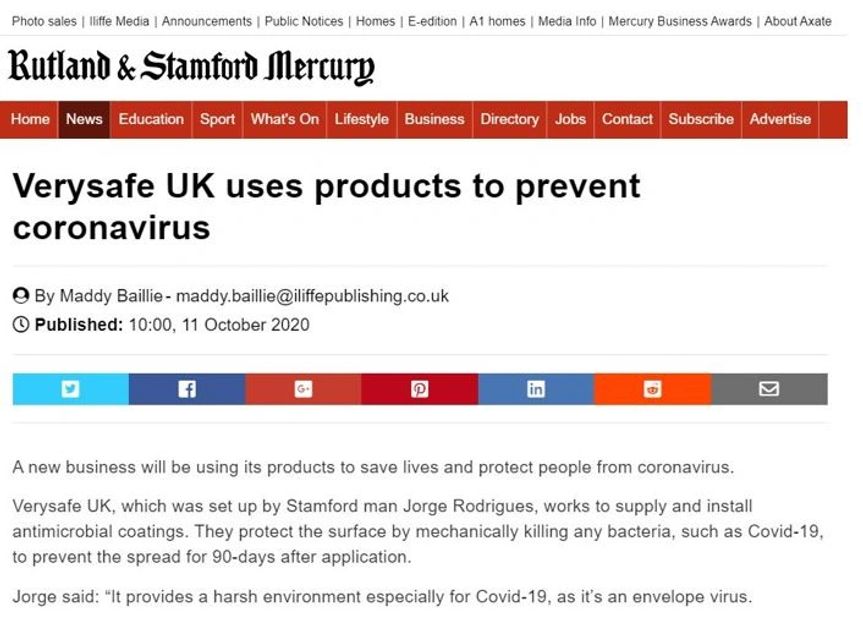 Verysafe UK uses products to prevent coronavirus
