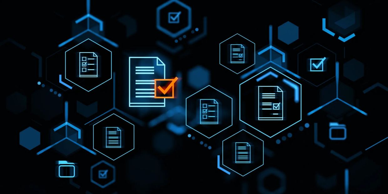 Digital network of document nodes and checks.
3