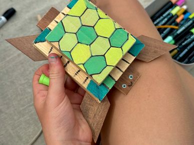 turtle toy out of wood bricks