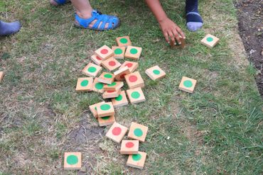 wooden party game. colour flip squares
