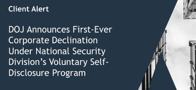 National Security Division Voluntary Self Disclosure Program
