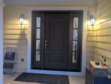 Front entry door replacement and custom trimwork