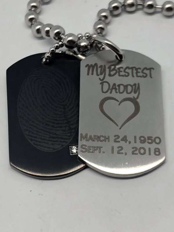 Thumbprint Legacy dog tag Laser engraved