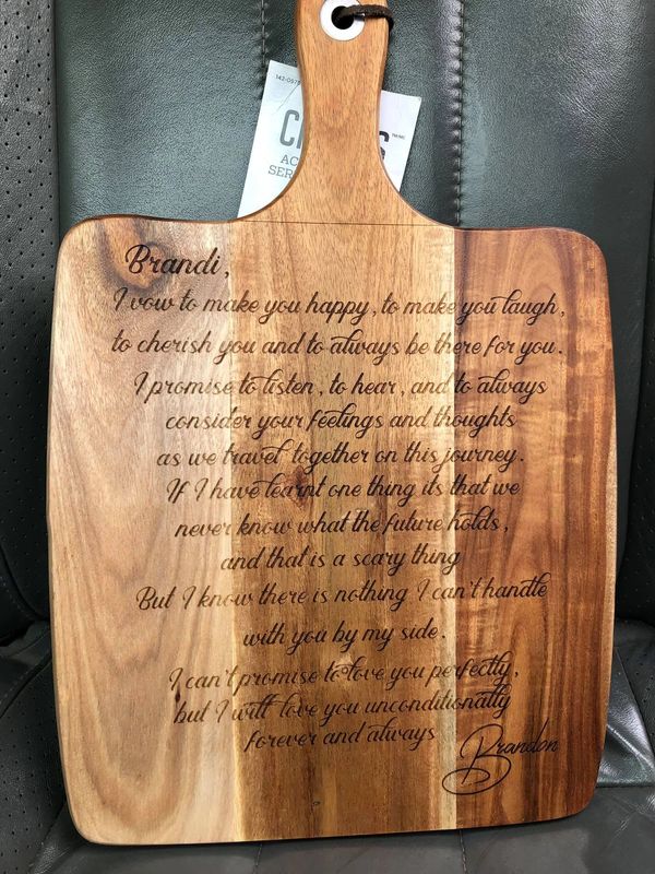 Wedding Vows Laser engraved