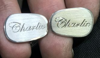 Hand engraved gents silver cufflinks 